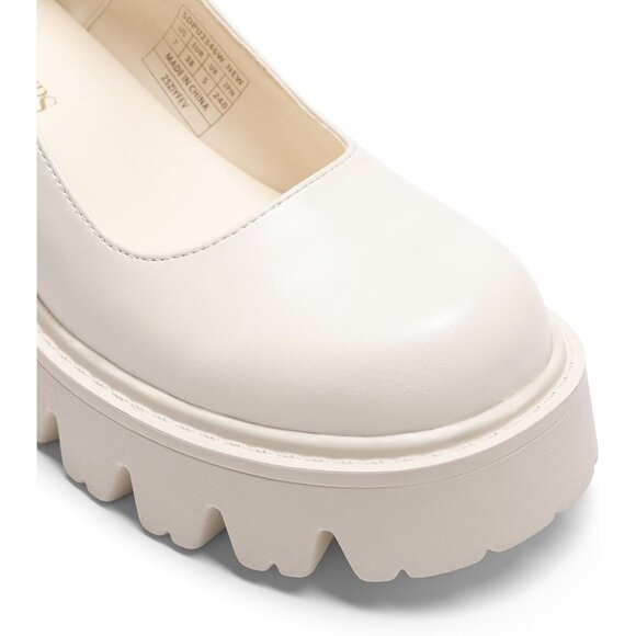 Women's Mary Jane Platform Low Heel Chunky Pumps Round Toe Ankle Strap Shoes - Picture 5 of 7